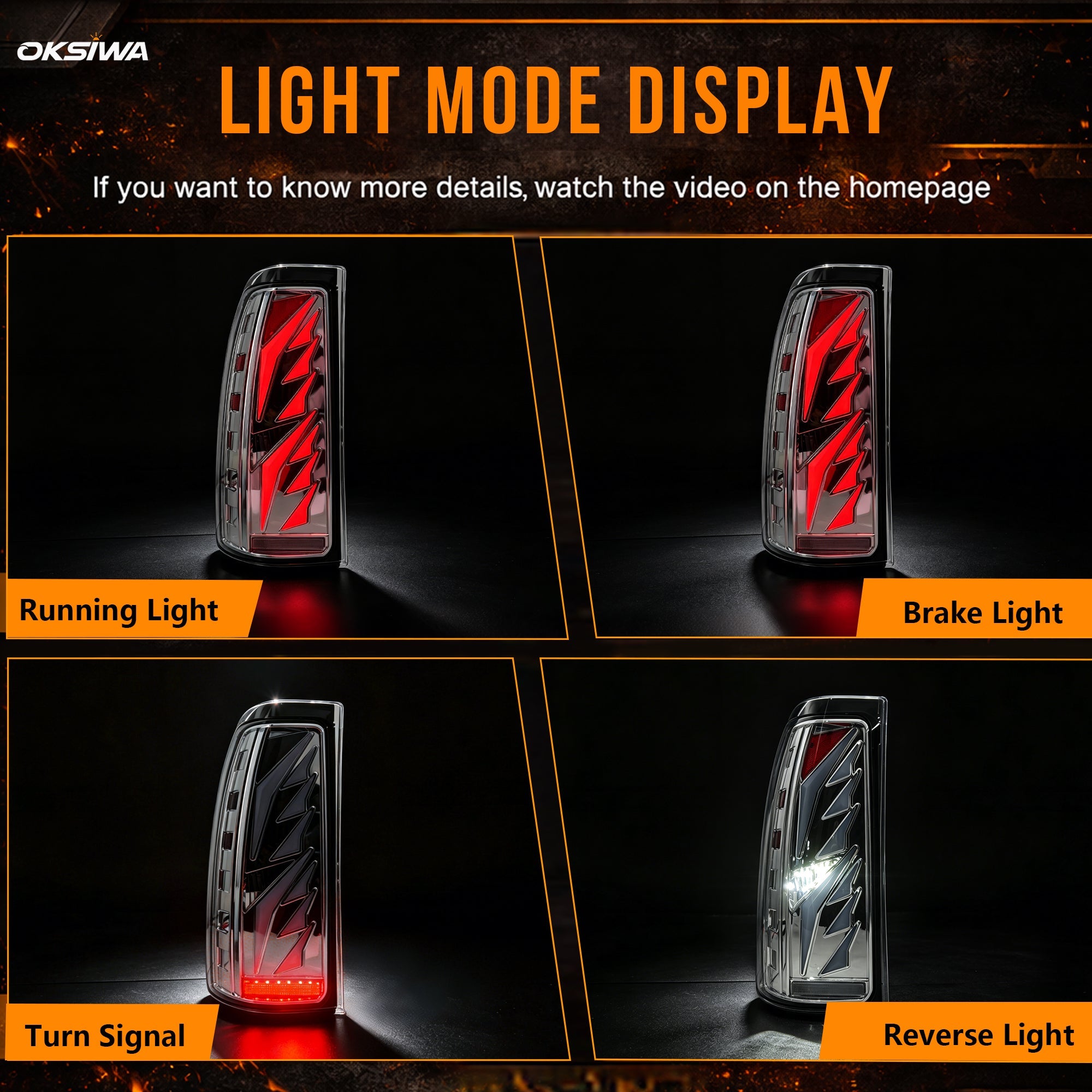 Sequential LED Tail Lights with Startup Animation for 1999-2006 GMC Sierra & 1999-2002 Chevy Silverado Clear Lens Plug & Play
