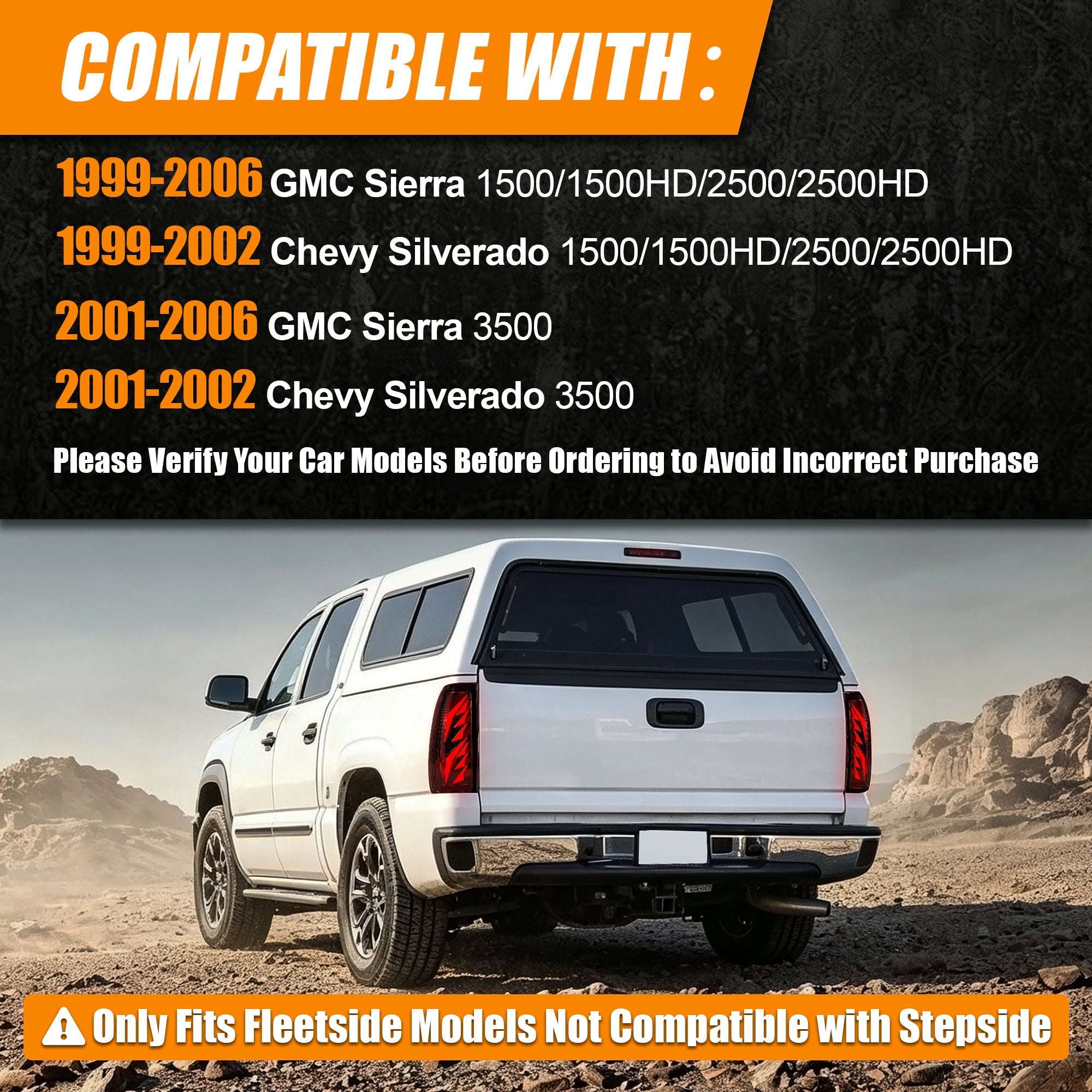 Sequential Smoked LED Tail Lights for 1999-2006 GMC Sierra & 1999-2002 Chevy Silverado Plug & Play Waterproof