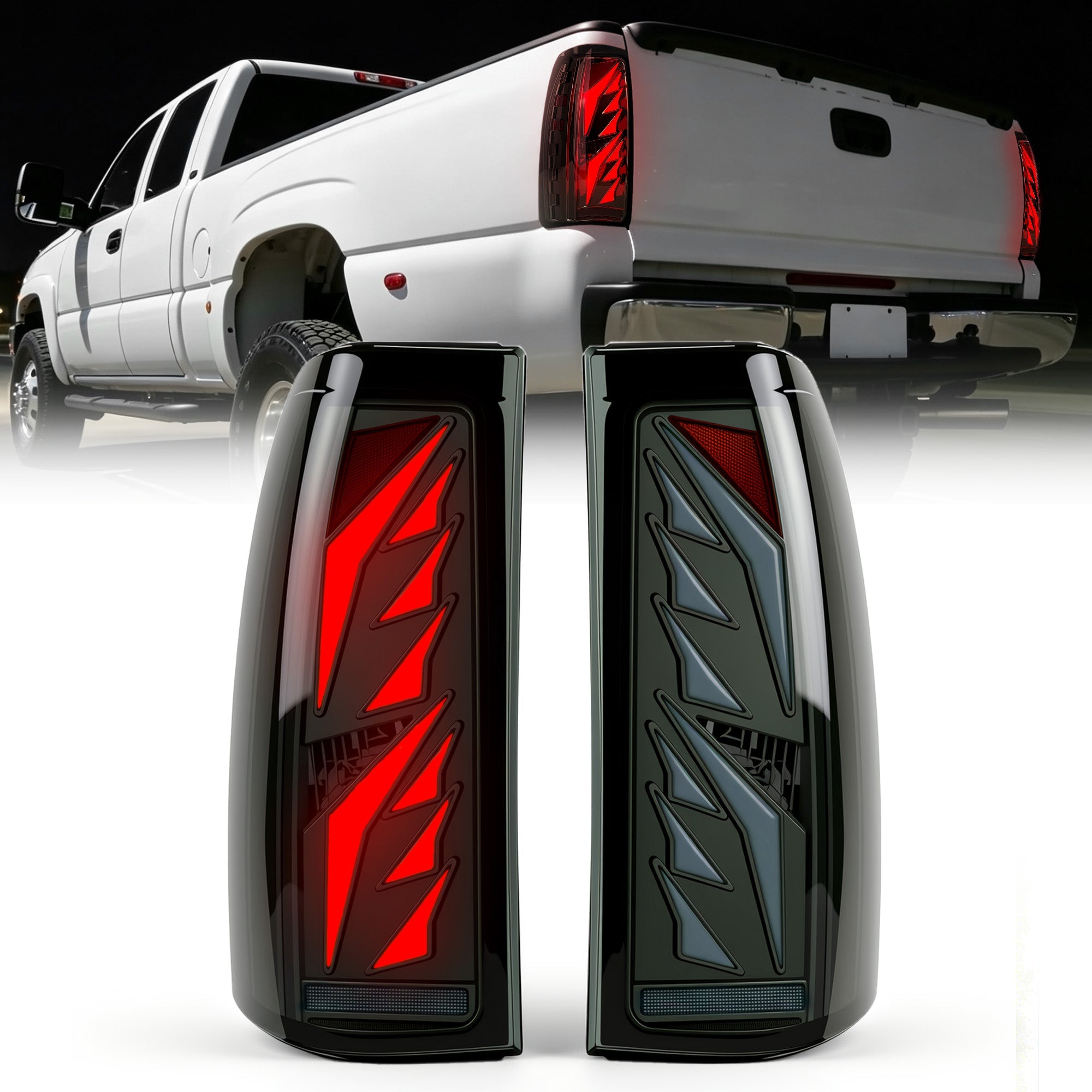 Sequential Smoked LED Tail Lights with Startup Animation for 2003-2006 Chevy Silverado Plug & Play Waterproof