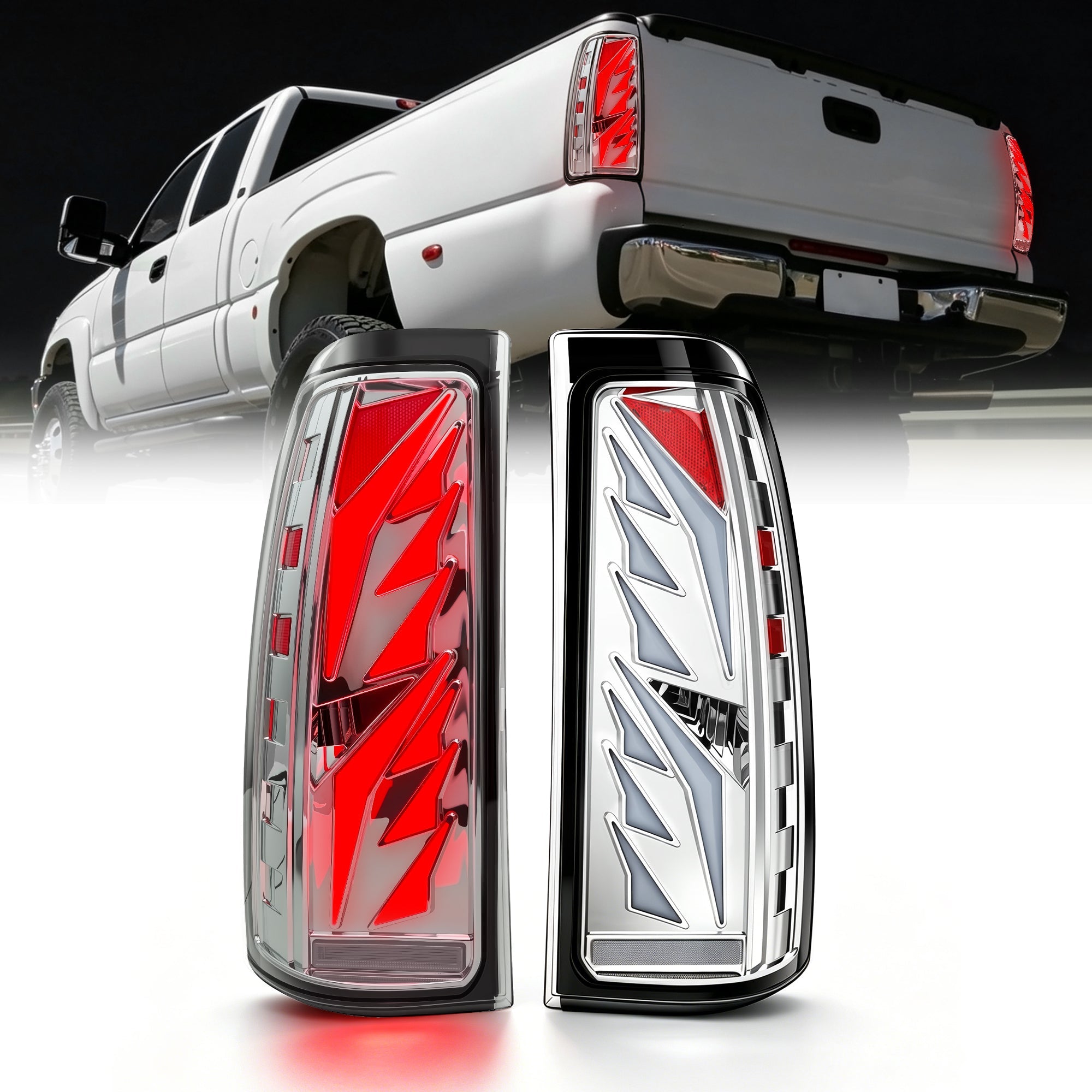 Sequential Clear LED Tail Lights with Startup Animation for 2003-2006 Chevy Silverado Plug & Play Waterproof