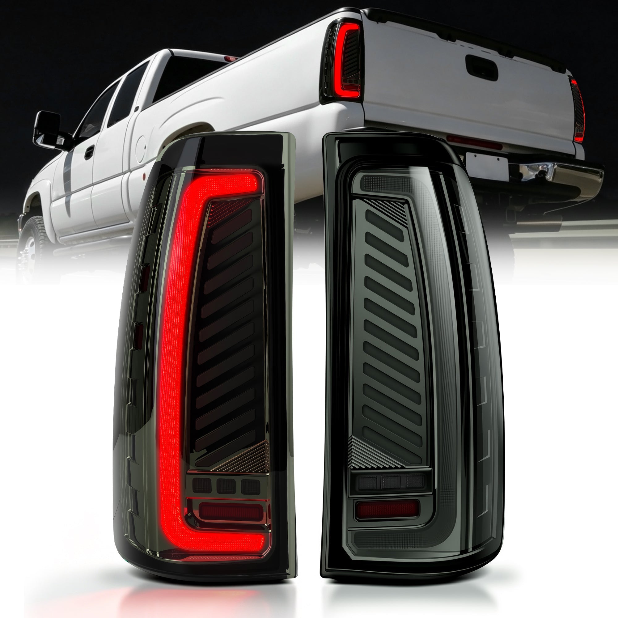 Animated Sequential Smoked LED Tail Lights for 2003-2006 Chevy Silverado Plug & Play