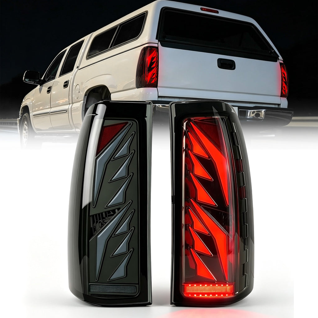 Sequential Smoked LED Tail Lights for 1999-2006 GMC Sierra & 1999-2002 Chevy Silverado Plug & Play Waterproof