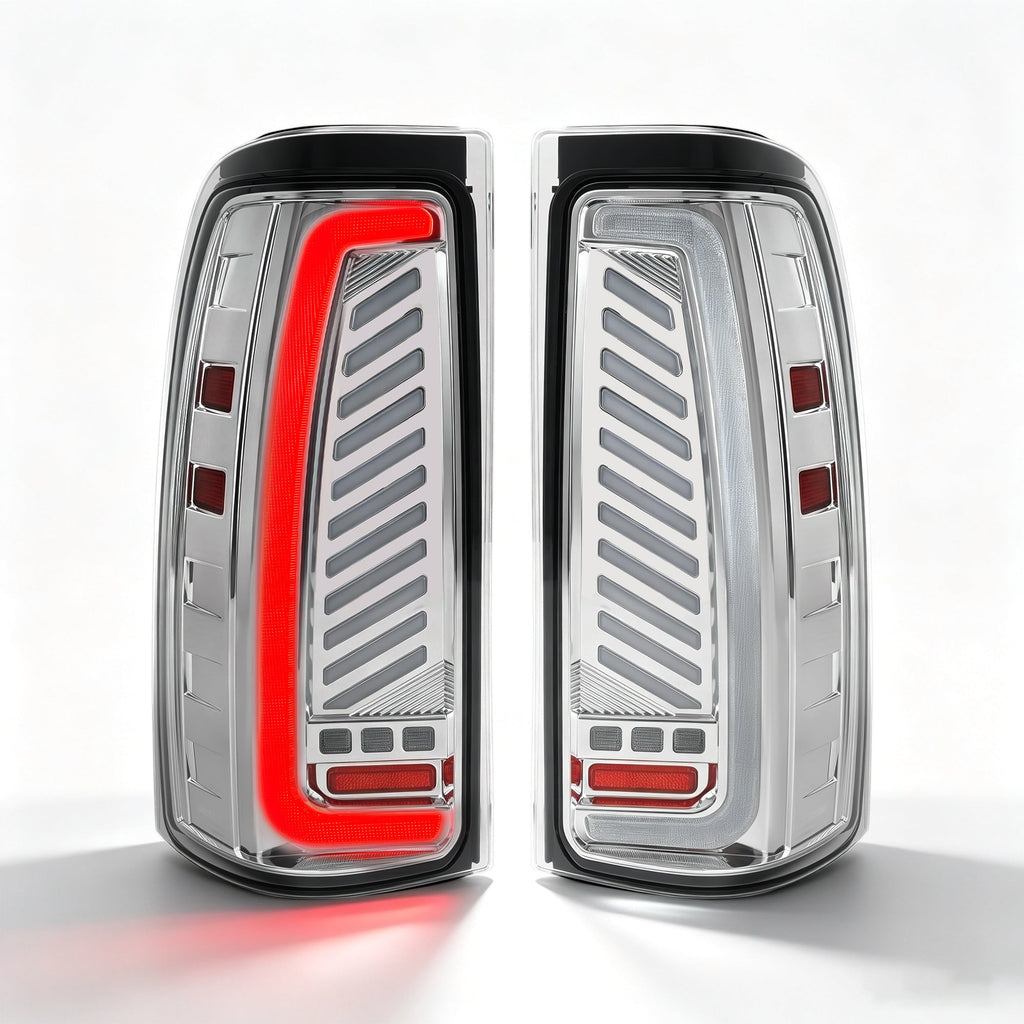 Sequential LED Tail Lights with Startup Animation for 1999-2006 GMC Sierra & 1999-2002 Chevy Silverado Clear Lens Plug & Play