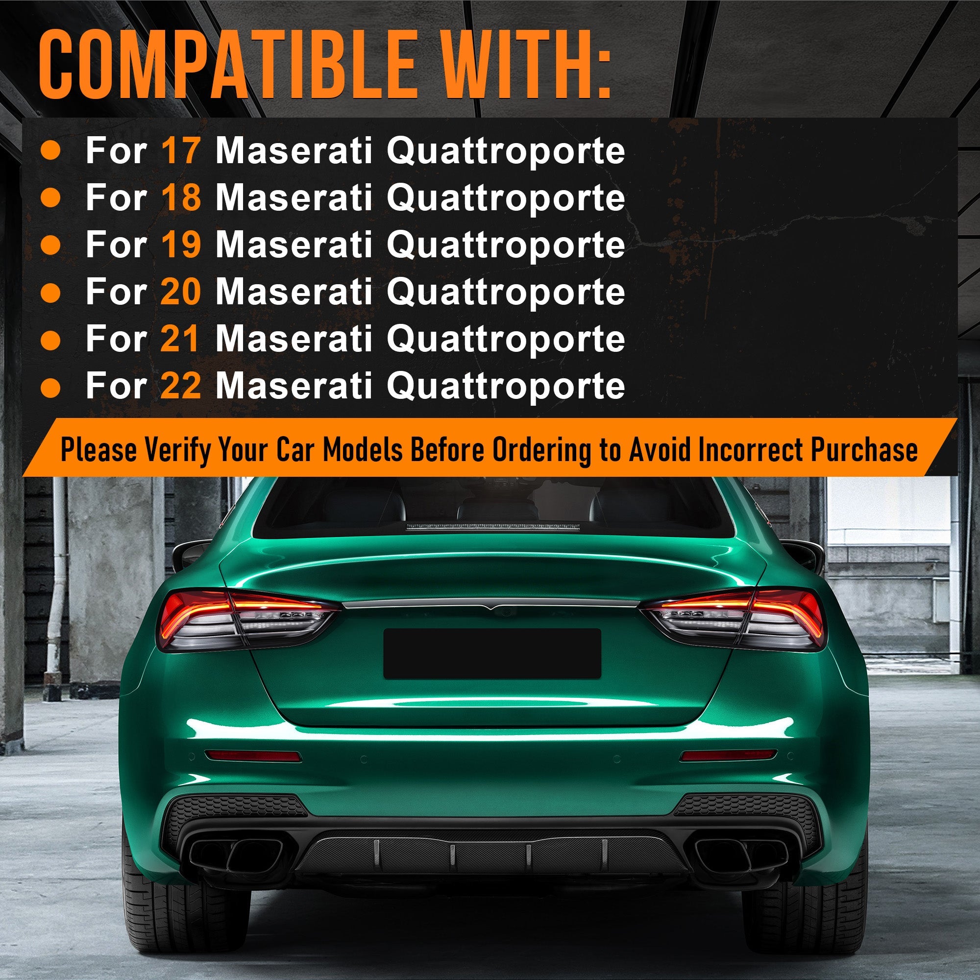 Sequential LED Tail Lights with Rear Fog Light for 2017-2022 Maserati Quattroporte Waterproof Plug & Play  1 Pair