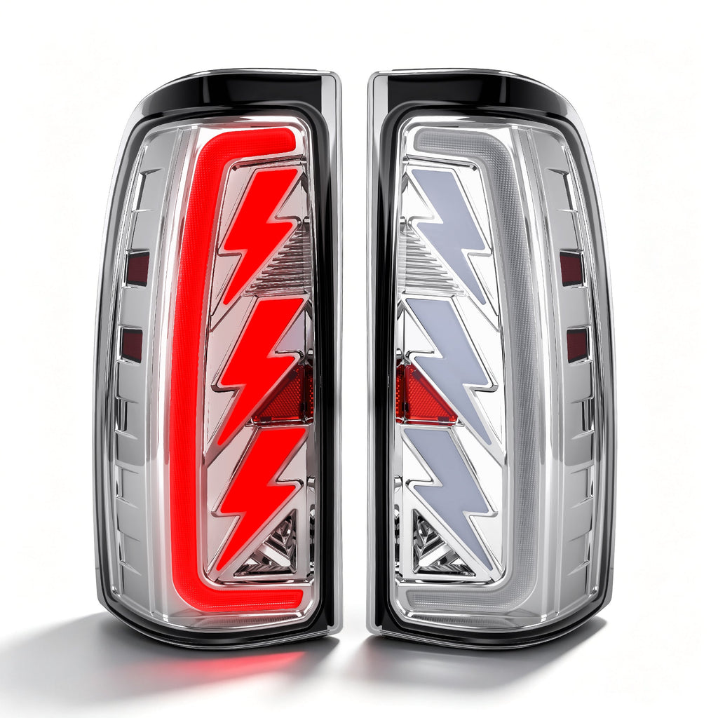Sequential LED Tail Lights with Startup Animation for 1999-2006 GMC Sierra & 1999-2002 Chevy Silverado Clear Lens Plug & Play