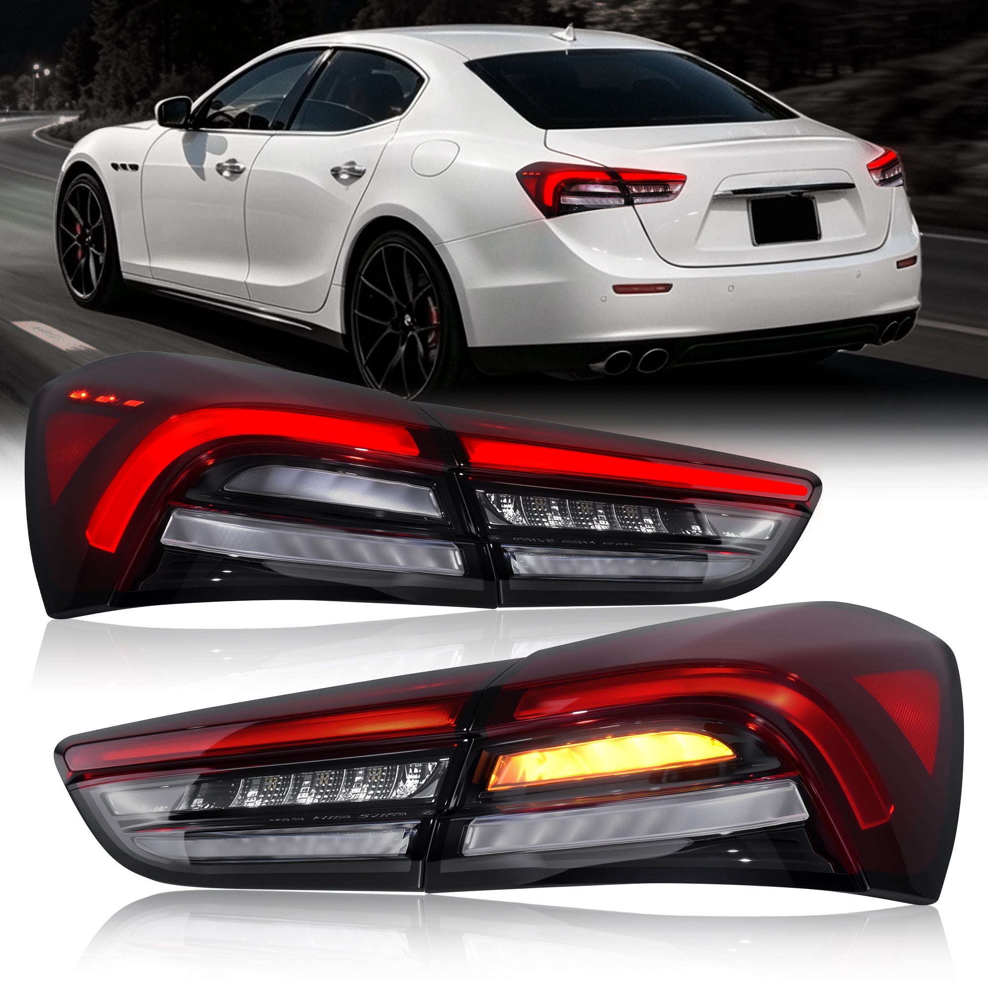 LED Tail Lights with Integrated Rear Fog Light for 2018-2022 Maserati Ghibli Waterproof Plug & Play 1 Pair