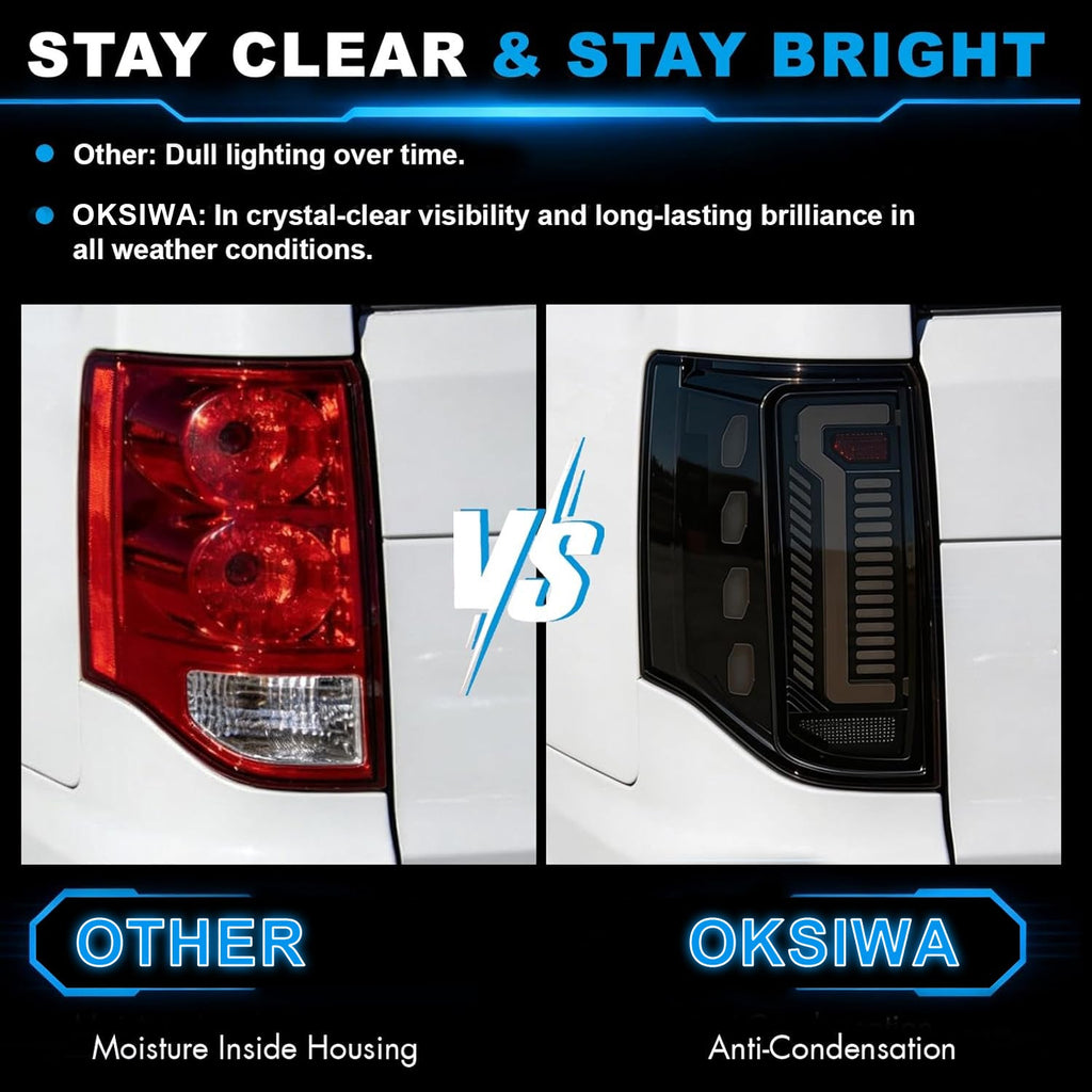 OKSIWA Sequential LED Tail Lights Kit for 2011-2020 Dodge Grand Caravan, LED Rear Lights Assembly with Start-Up Animation, Dynamic Turn Signals, Brake Light,Reverse Light -Smoked