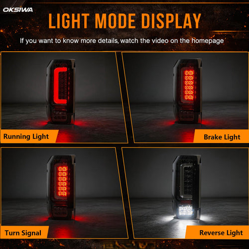 Animated Smoked LED Tail Lights for 1989-1996 Ford F-150 F-250 F-350 Bronco Weatherproof Plug & Play