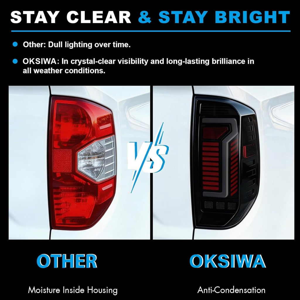 Animated Sequential Smoked LED Tail Lights for 2014-2021 Toyota Tundra Weatherproof Plug & Play