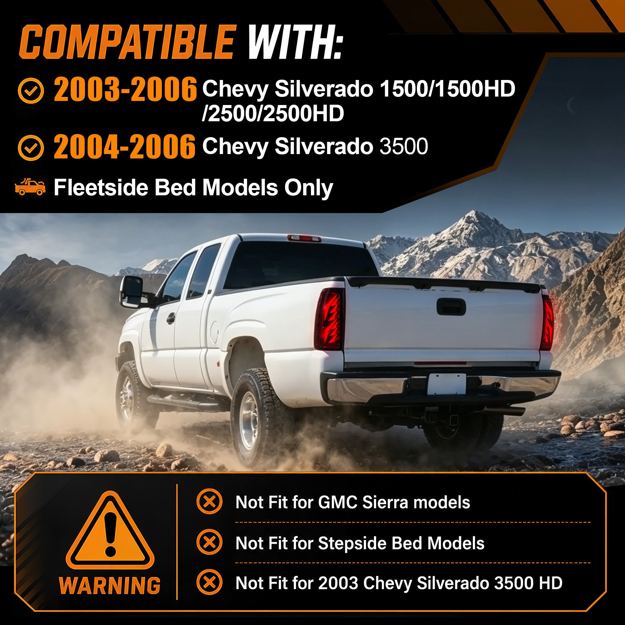 Sequential Smoked LED Tail Lights with Startup Animation for 2003-2006 Chevy Silverado Plug & Play Waterproof