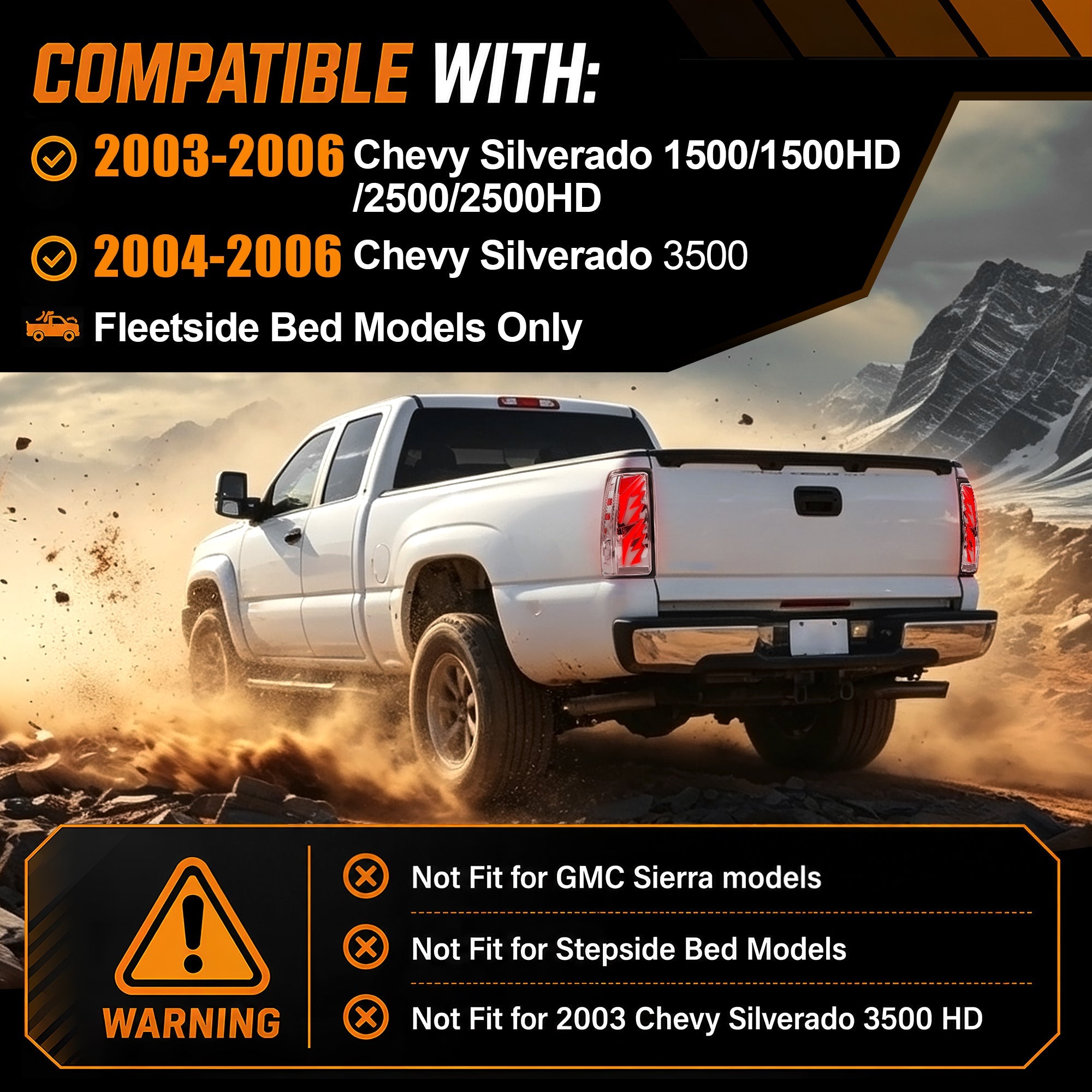 Sequential Clear LED Tail Lights with Startup Animation for 2003-2006 Chevy Silverado Plug & Play Waterproof