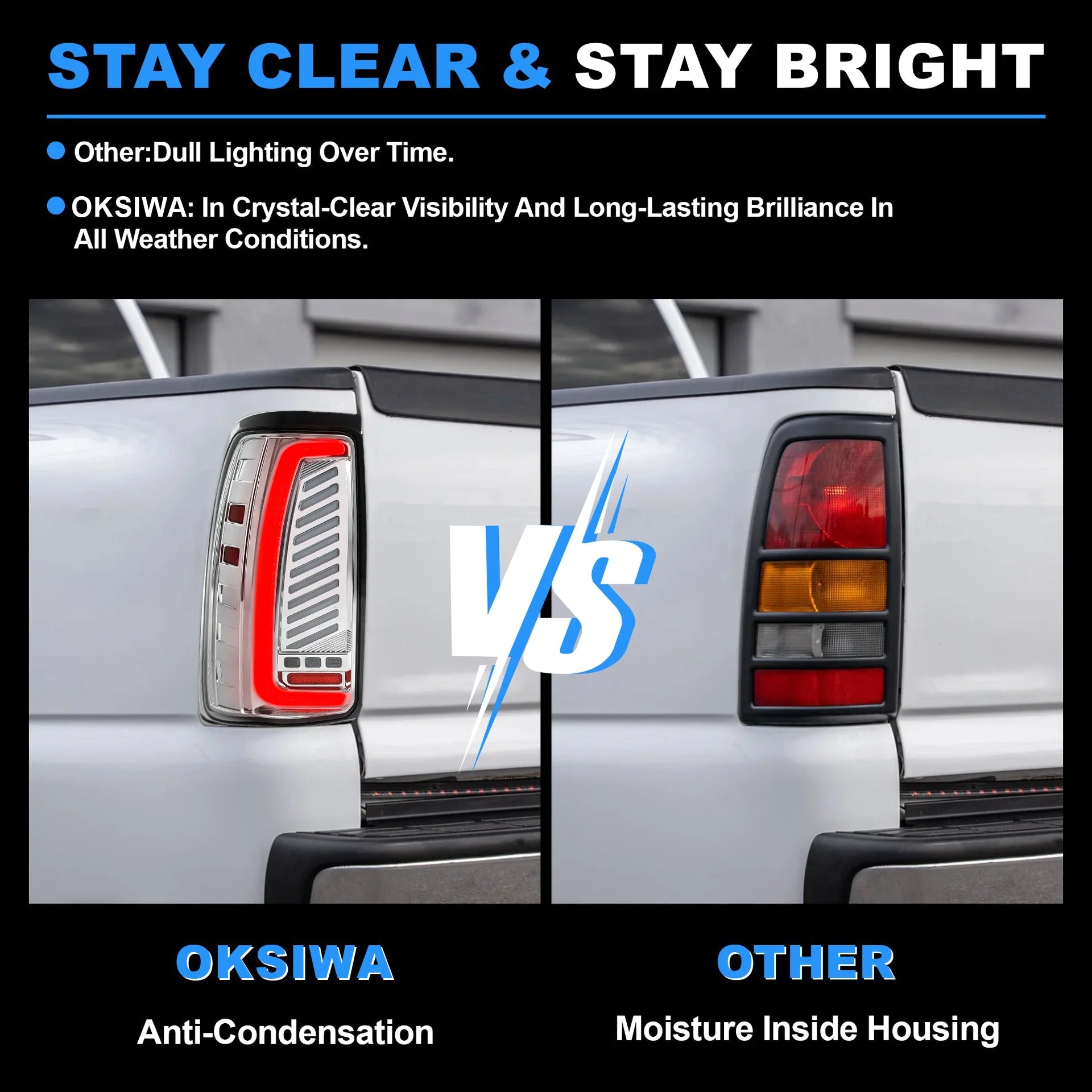 Sequential LED Tail Lights with Startup Animation for 1999-2006 GMC Sierra & 1999-2002 Chevy Silverado Clear Lens Plug & Play