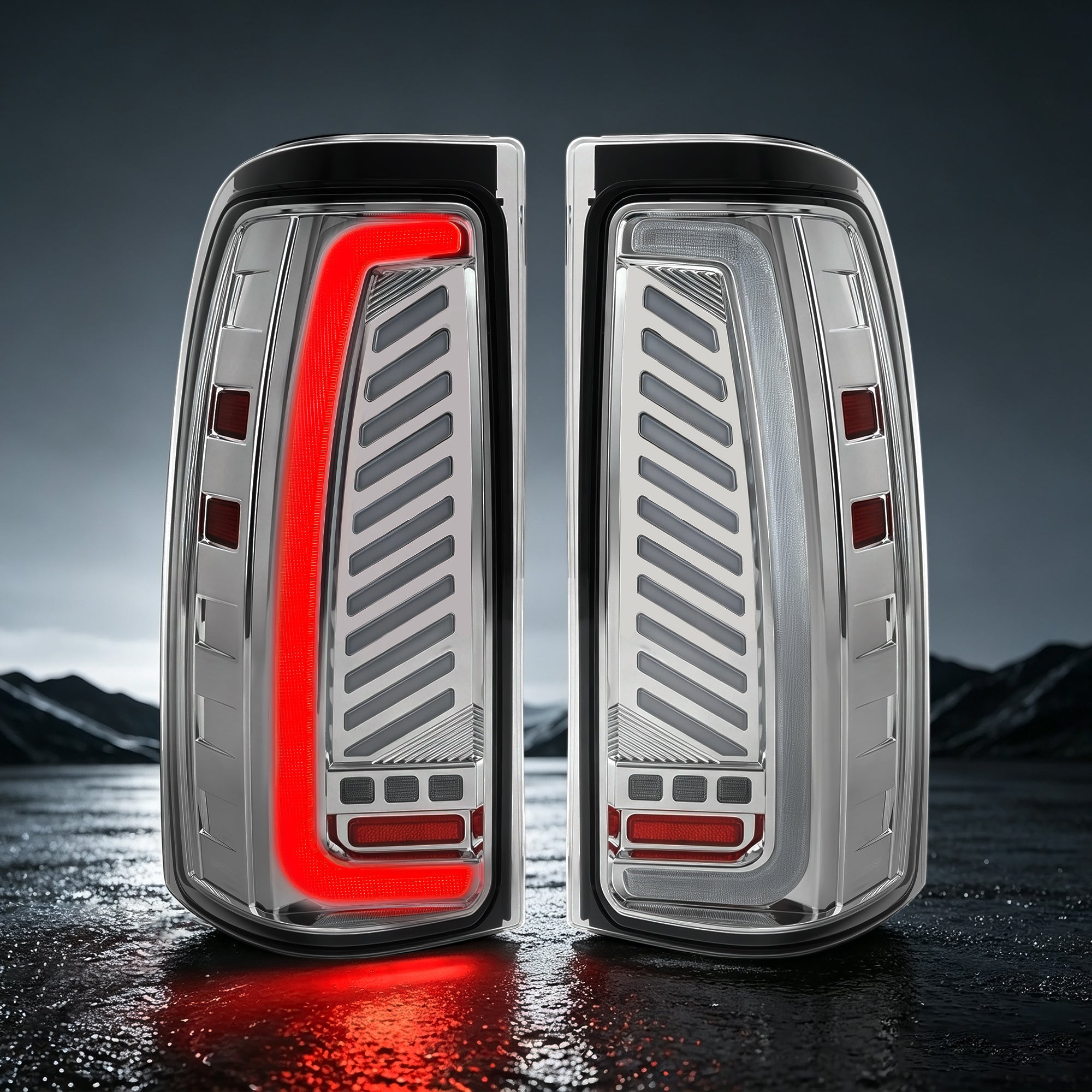 Sequential LED Tail Lights with Startup Animation for 1999-2006 GMC Sierra & 1999-2002 Chevy Silverado Clear Lens Plug & Play