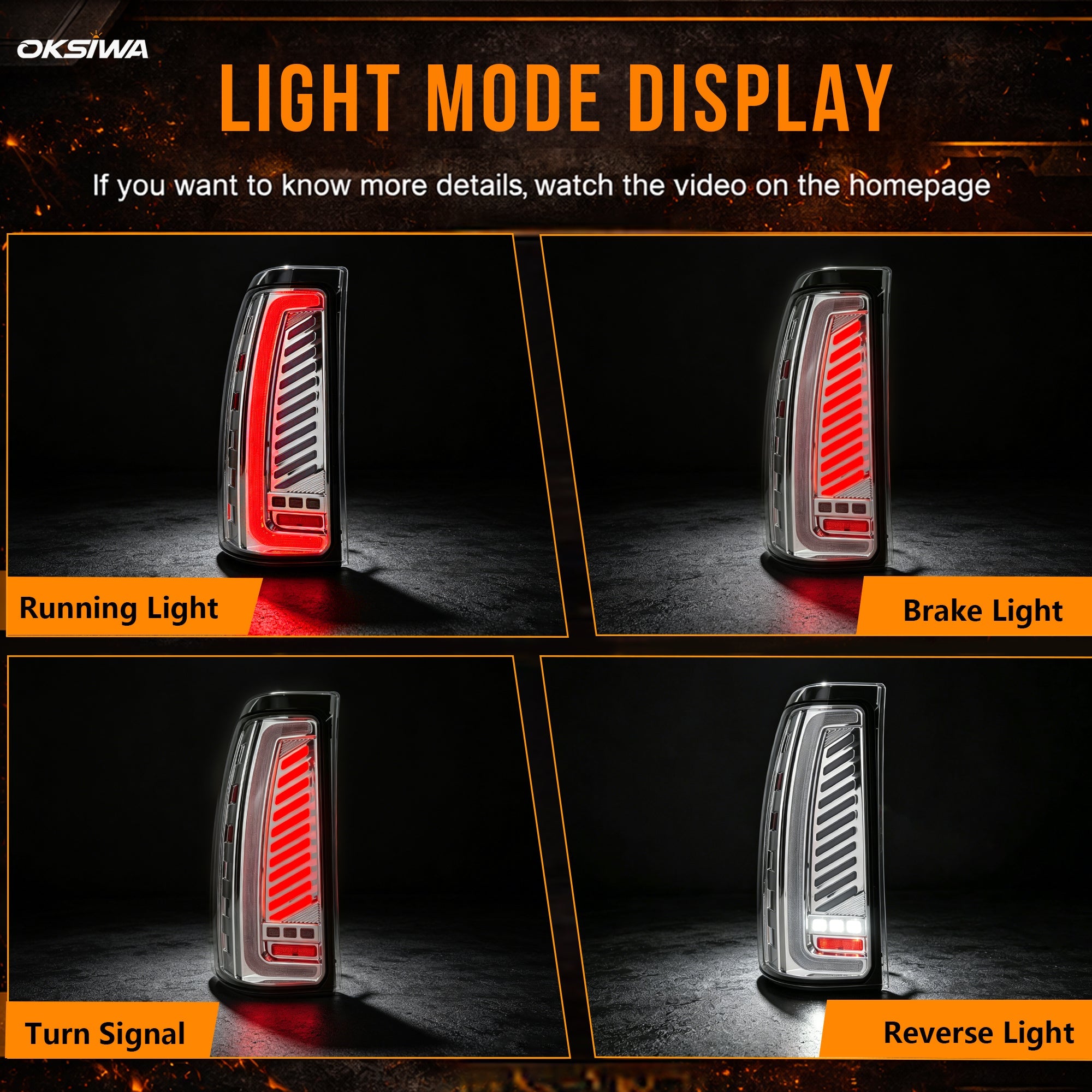 Sequential Clear LED Tail Lights with Startup Animation for 2003-2006 Chevy Silverado Plug & Play Waterproof