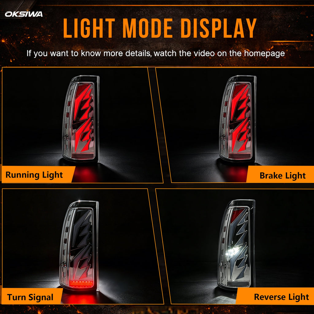 Sequential Clear LED Tail Lights with Startup Animation for 2003-2006 Chevy Silverado Plug & Play Waterproof