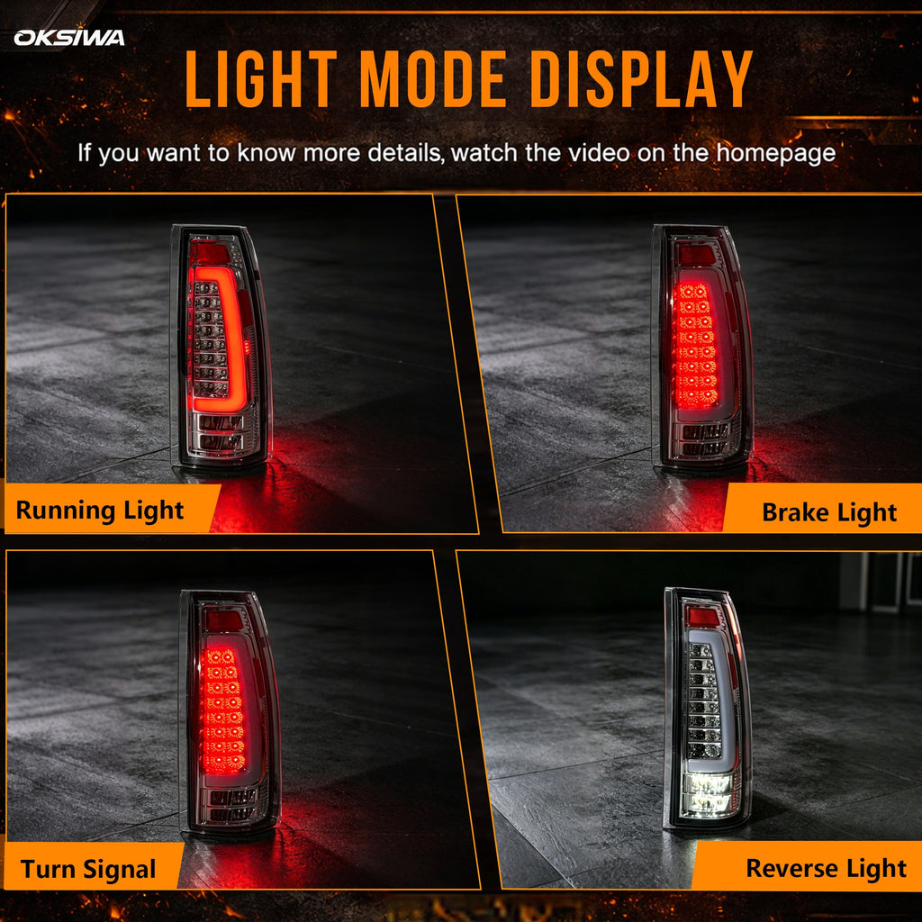 LED Tail Lights with Clear Lens for 1988-1998 Chevy GMC C/K Sierra, 92-99 Suburban Yukon, 95-99 Tahoe,Blazer,Cadillac Escalade Plug & Play