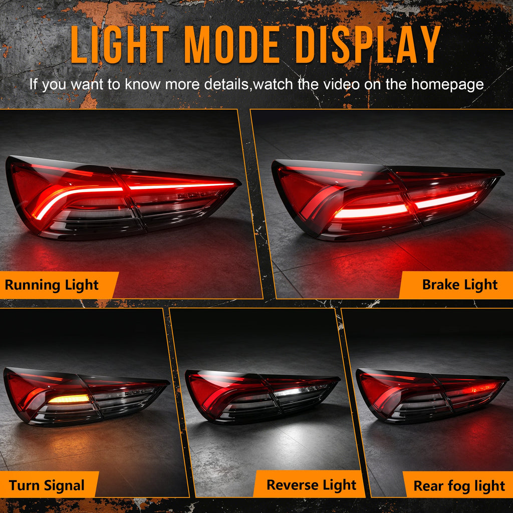 Sequential LED Tail Lights with Rear Fog Light for 2017-2022 Maserati Quattroporte Waterproof Plug & Play  1 Pair