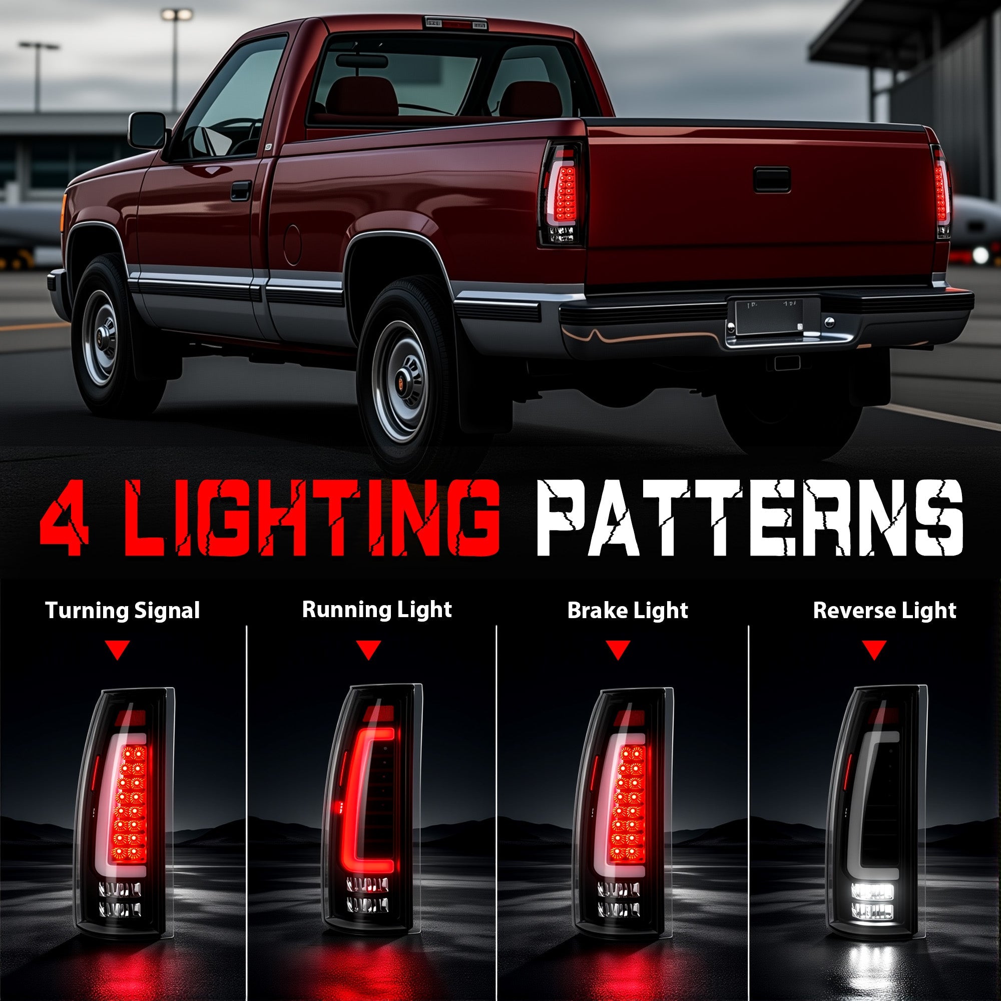 LED Tail Lights for 1988-1998 Chevy GMC C/K Sierra, 92-99 Suburban Yukon, 95-99 Tahoe,Blazer,Cadillac Escalade Plug & Play