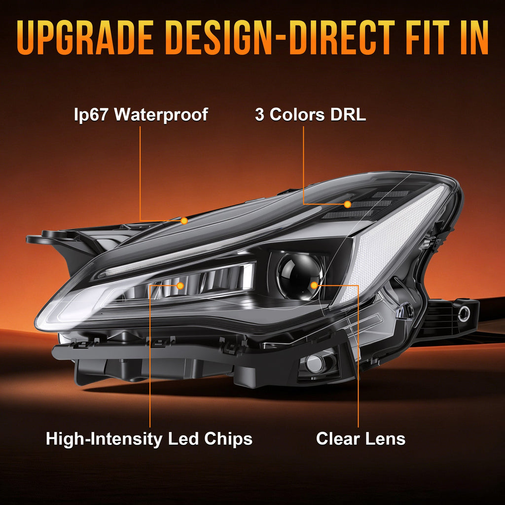 LED Headlights with DRL for 2017-2022 Maserati Quattroporte Waterproof Plug & Play  1 Pair