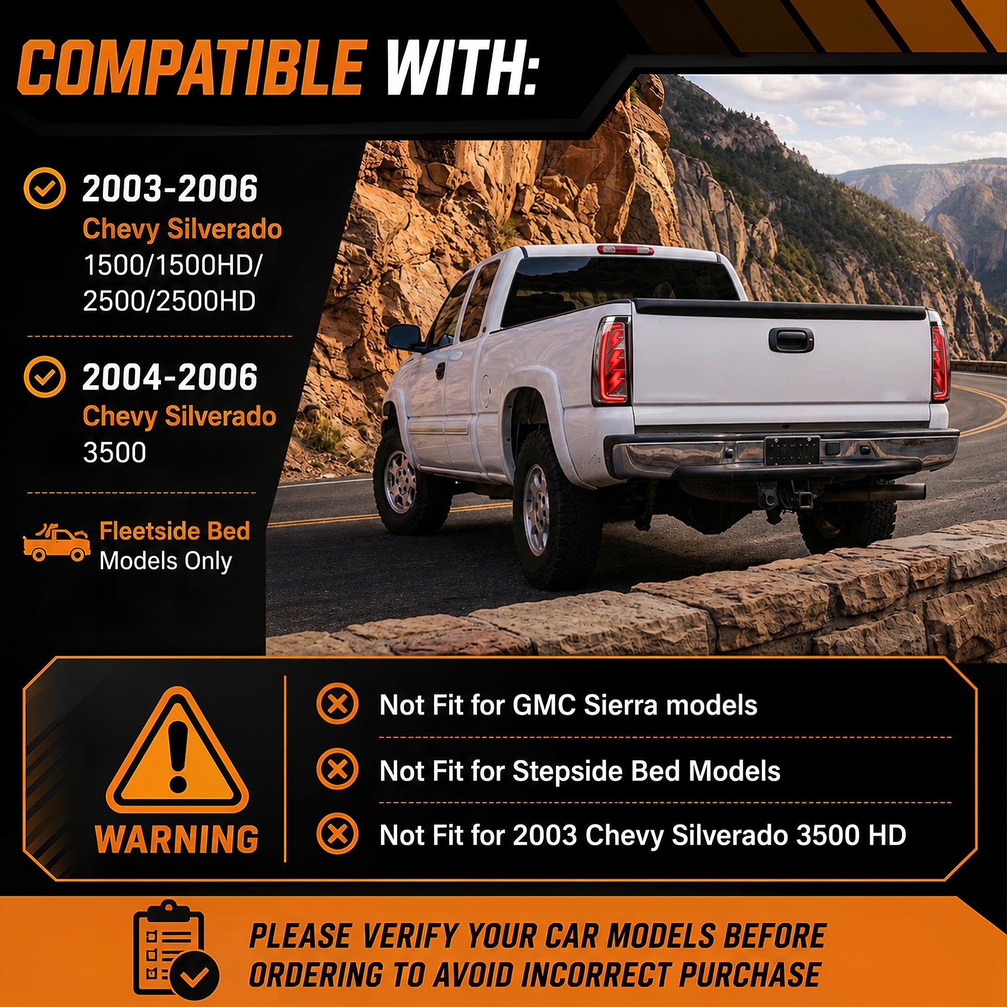 Animated Sequential Clear Lens LED Tail Lights for 2003-2006 Chevy Silverado Plug & Play