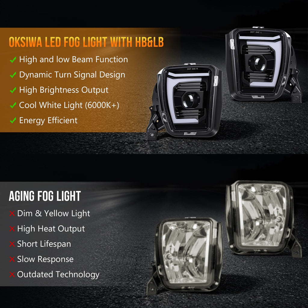 DOT Approved Sequential LED Fog Lights with Startup Animation for 2013-2018 Ram 1500 Clear Lens IP67 Waterproof Plug & Play 1 Pair
