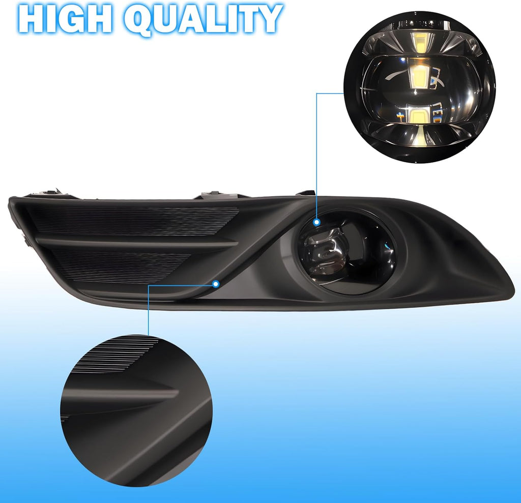 OKSIWA LED Fog Lights Assemblies Compatible With 2013 2014 2015 Nissan Sentra Clear Lens Front Bumper Fog Lights