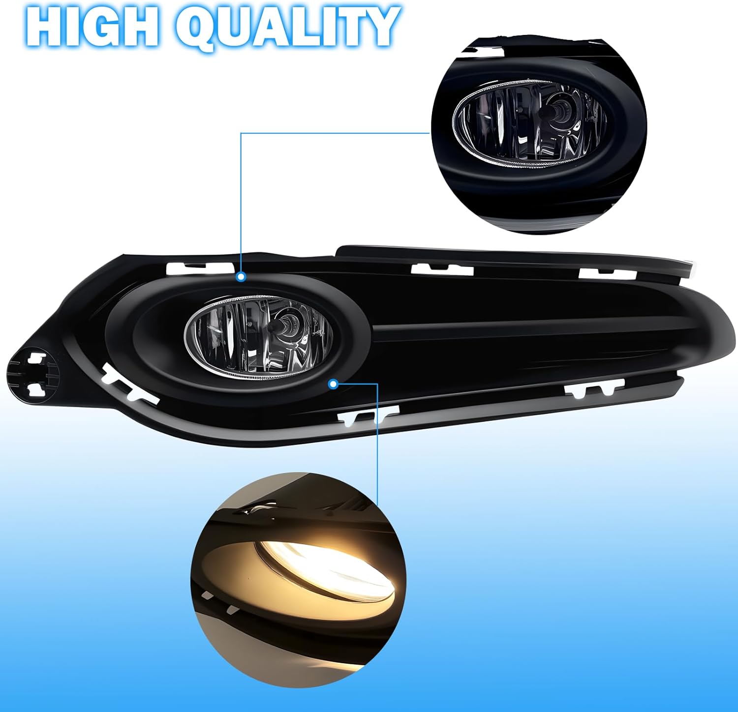 OKSIWA Fog Lights Assembly Compatible With 2015 2016 2017 2018 2019 2020 2021 2022 2023 HR-V/VEZE Front Bumper Driving Fog Lamp Light Kits