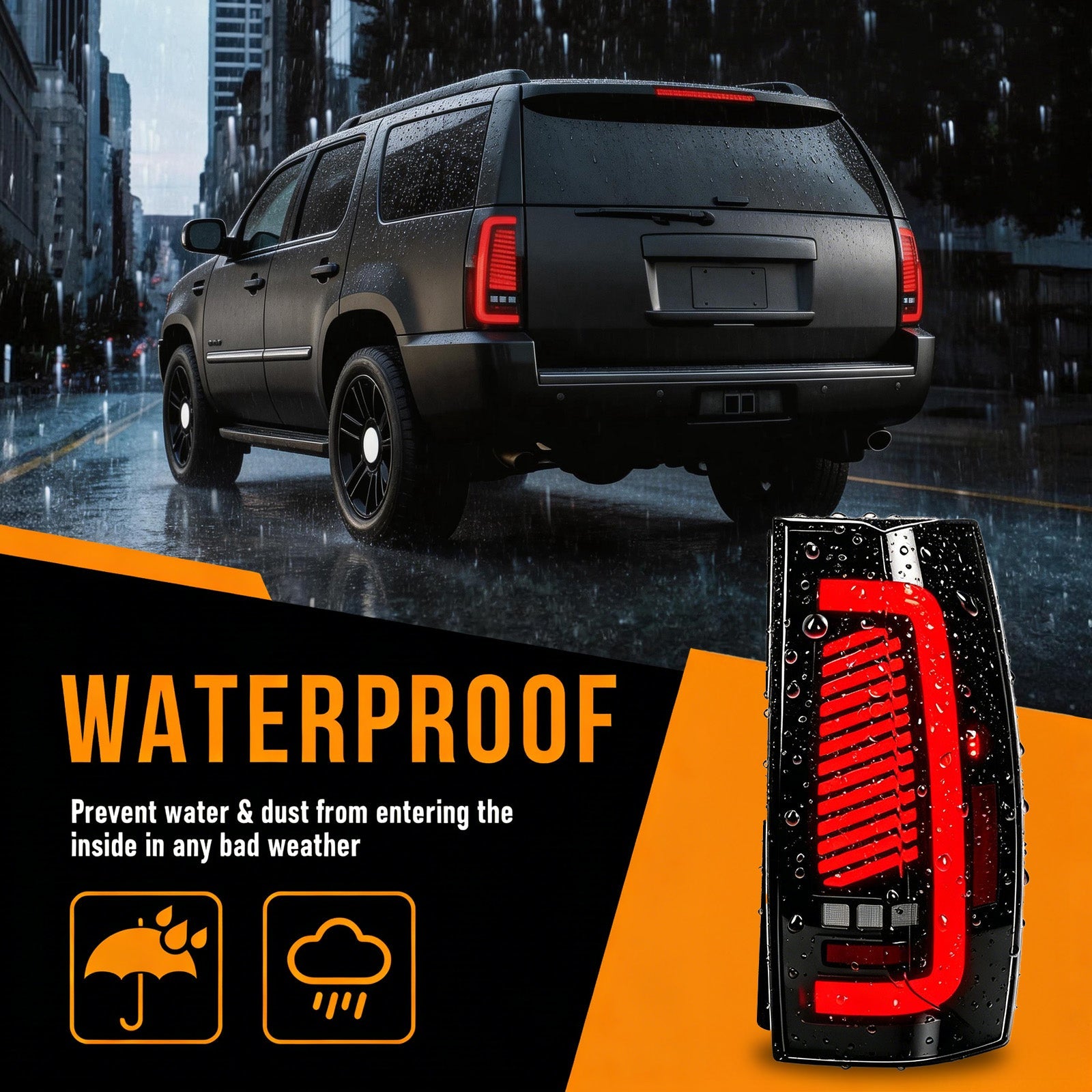 OKSIWA Sequential LED Tail Lights for 2007–2014 Cadillac Escalade, Animated Startup, Dynamic Turn Signal, Unique Design Rear Lamps, Weather Resistant Replacement,Easy to Install