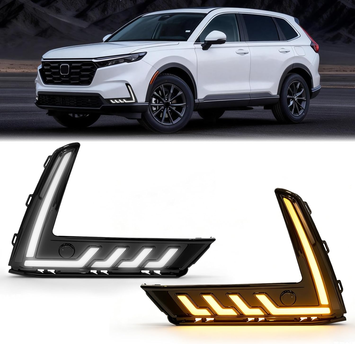 3-Color LED DRL with Startup Animation & Wiring Harness for 2023-2025 Honda CR-V White/Amber/Blue Plug & Play