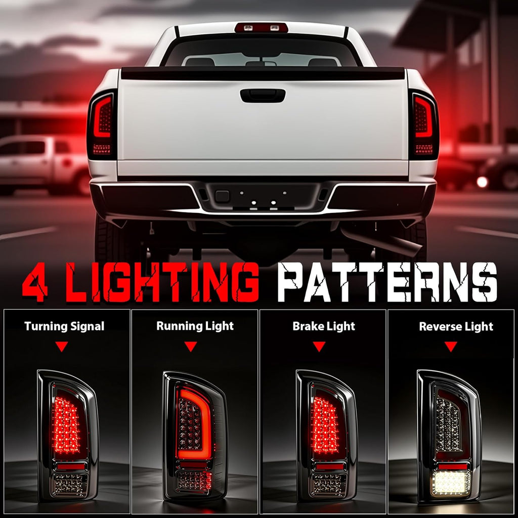 Smoked LED Tail Lights for 2007-2008 Dodge Ram 1500 & 2007-2009 Ram 2500 3500 Plug & Play