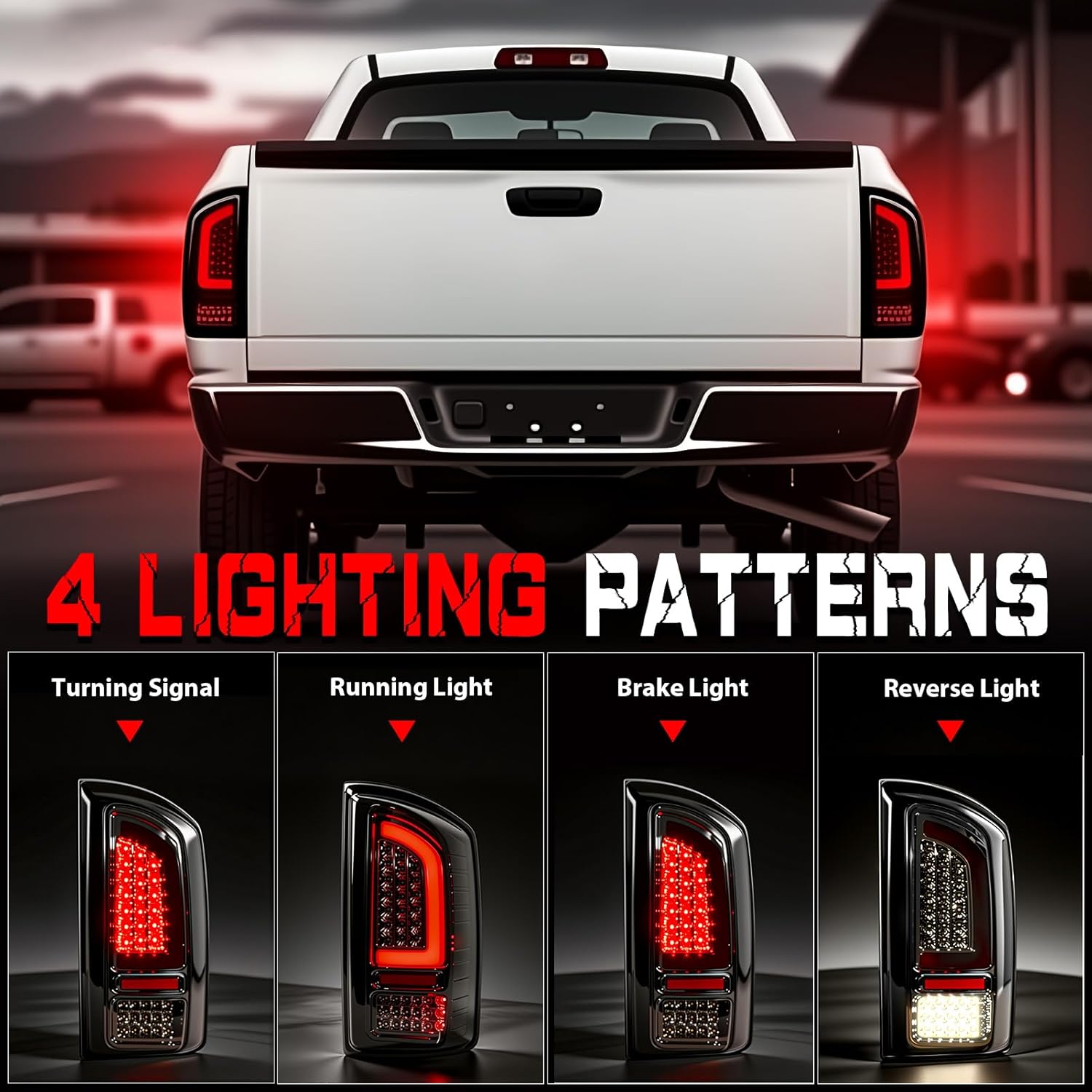Smoked LED Tail Lights for 2007-2008 Dodge Ram 1500 & 2007-2009 Ram 2500 3500 Plug & Play