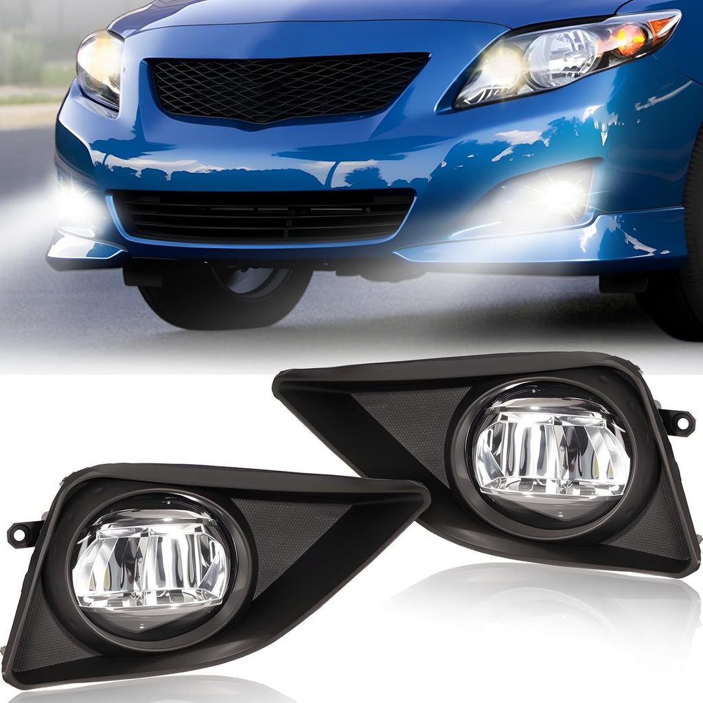 OKSIWA LED Fog Lights Compatible with 2008-2010 Toyota Corolla Bumper Driving Fog Lamps Assemblies with Switch and Wiring Harness