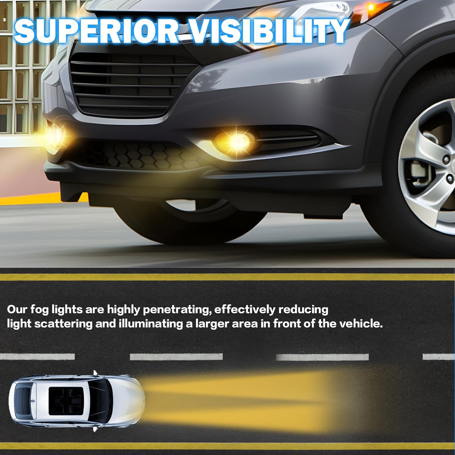 OKSIWA Fog Lights Assembly Compatible With 2015 2016 2017 2018 2019 2020 2021 2022 2023 HR-V/VEZE Front Bumper Driving Fog Lamp Light Kits