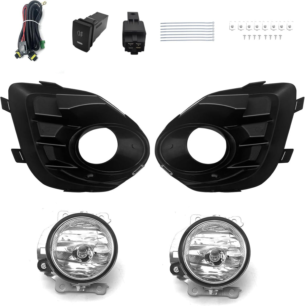 OKSIWA Fog Lights Compatible with 2016 2017 Mitsubishi Lancer 1 Pair Front Bumper Driving Fog Lamps with Wiring Harness& Switch- Clear Lens