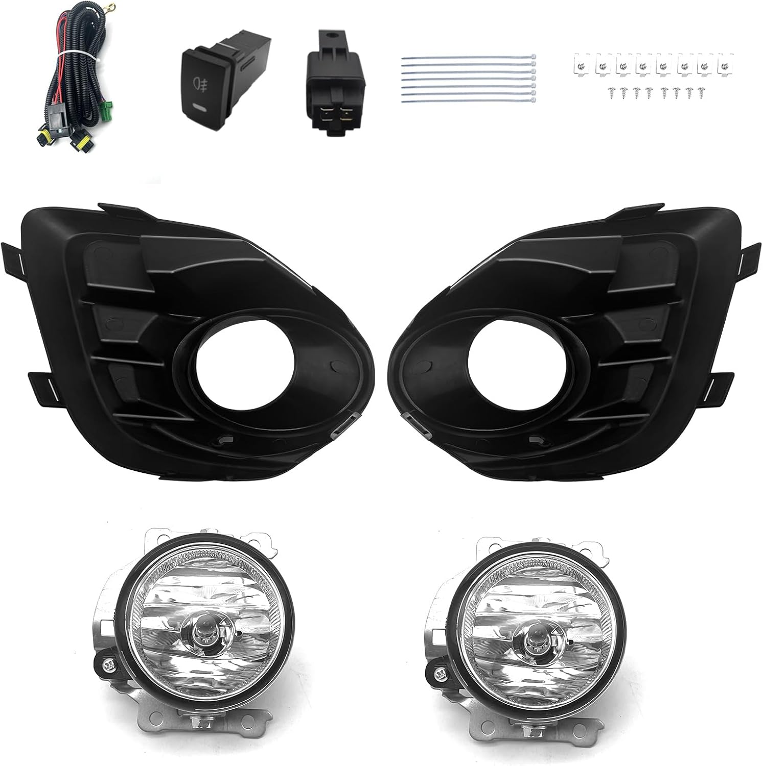 OKSIWA Fog Lights Compatible with 2016 2017 Mitsubishi Lancer 1 Pair Front Bumper Driving Fog Lamps with Wiring Harness& Switch- Clear Lens