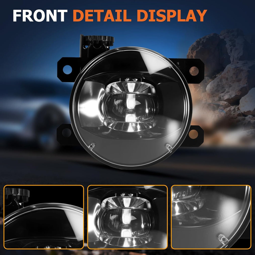 OKSIWA LED Fog Lights Assembly Compatible With 2005-2014 Xterra/2010-2017 Frontier Front Bumper Lamps With Switch Harness and Wiring Kit Clear Lens 1 Pair
