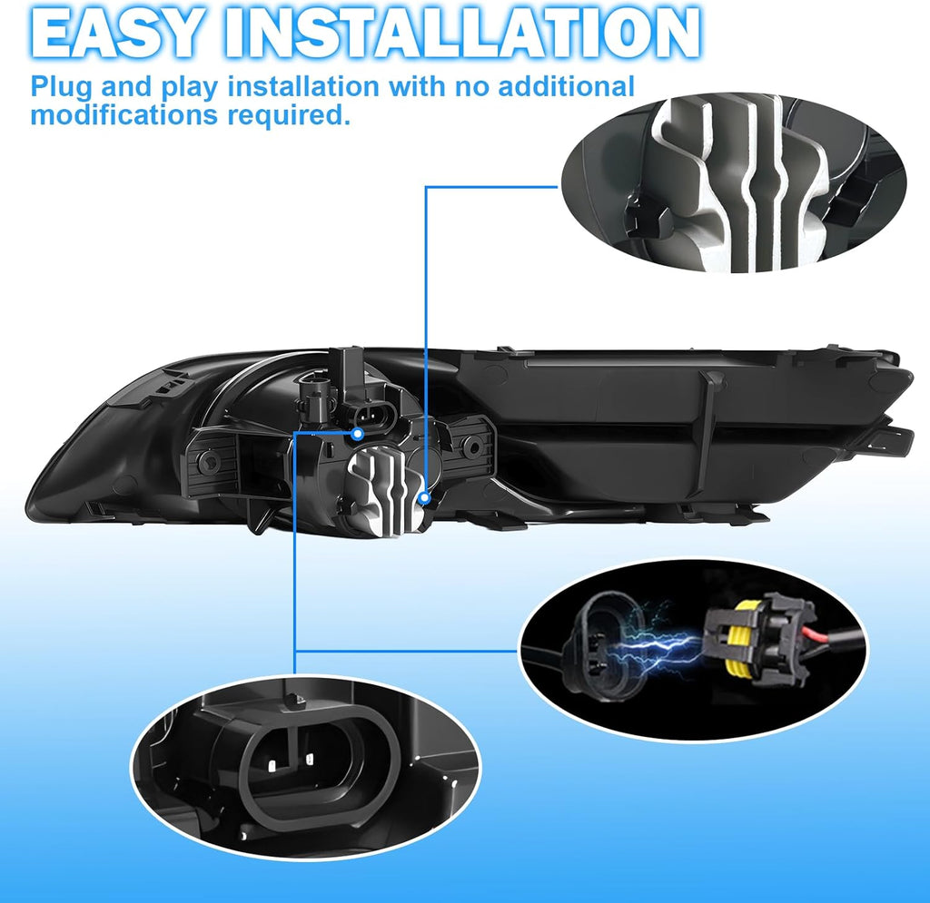 OKSIWA LED Fog Lights Assemblies Compatible With 2013 2014 2015 Nissan Sentra Clear Lens Front Bumper Fog Lights