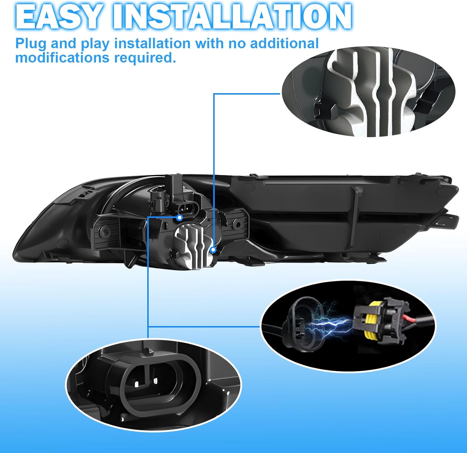 OKSIWA LED Fog Lights Assemblies Compatible With 2013 2014 2015 Nissan Sentra Clear Lens Front Bumper Fog Lights
