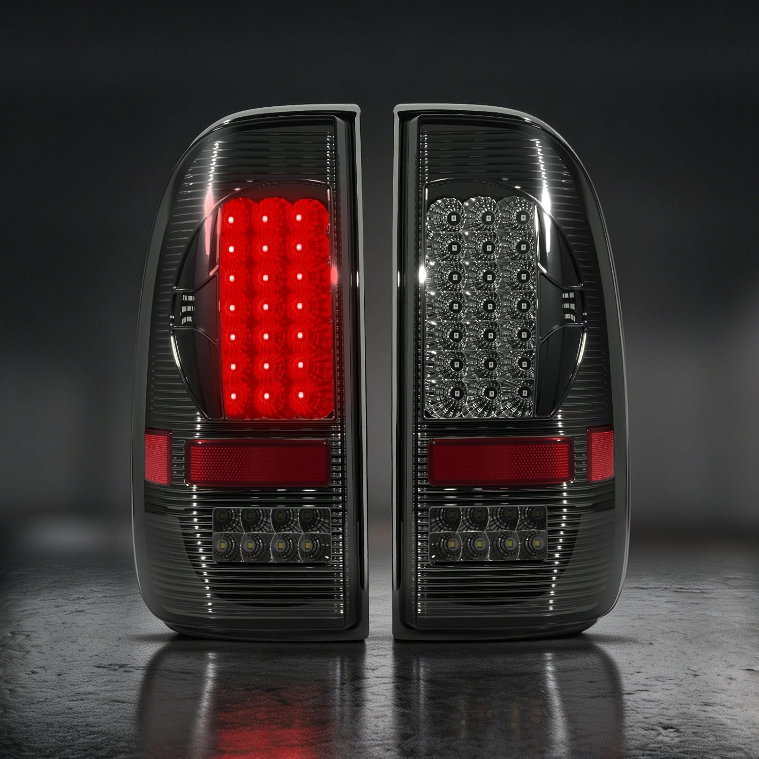 OKSIWA Smoked Full Led Tail Lights Compatible with 2008-2016 Ford F250 F350 F450 Turn Signal,Brake Light,Reverse Light Rear Light Assembly Replacement
