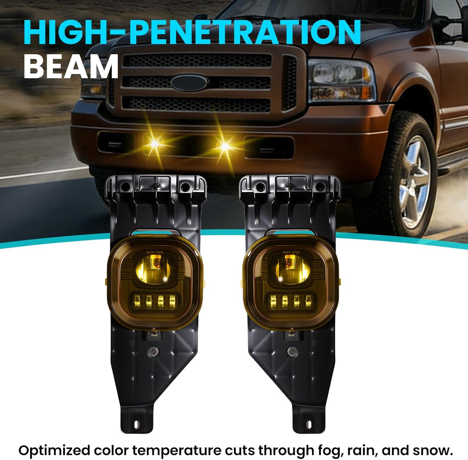 OKSIWA LED Fog Lights for 2005 2006 2007 Ford F250 F350 F450 F550 Super Duty,2005 Excursion,Bumper Driving Fog Lamp -Yellow lens