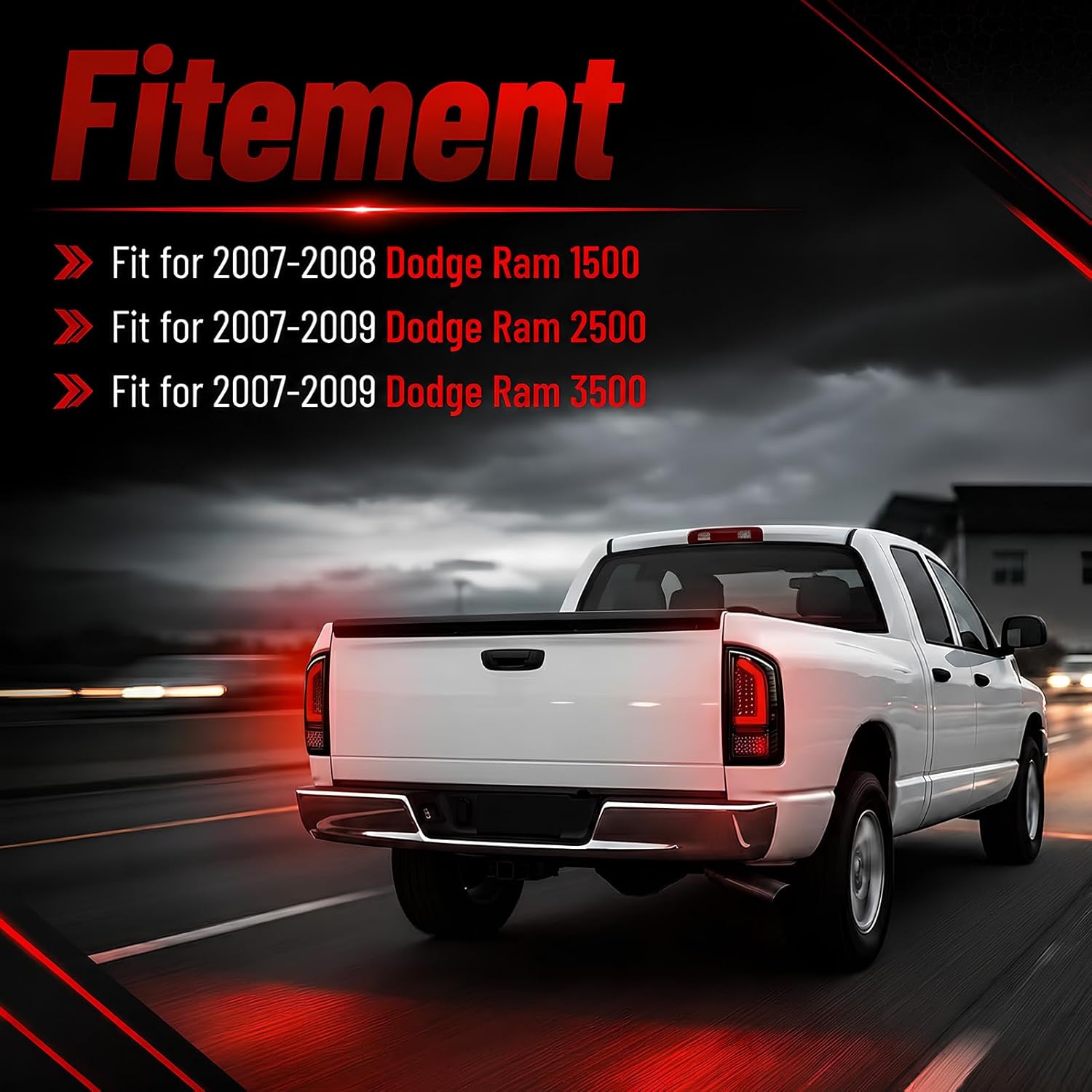 Smoked LED Tail Lights for 2007-2008 Dodge Ram 1500 & 2007-2009 Ram 2500 3500 Plug & Play