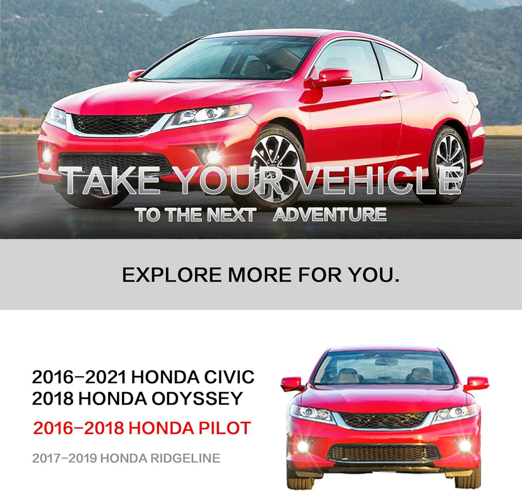 OKSIWA Fog Light Compatible With 2016 2017 2018 2019 2020 2021 Honda Civic Accord Pilot CR-Z Front Bumper Driving Fog Lamps