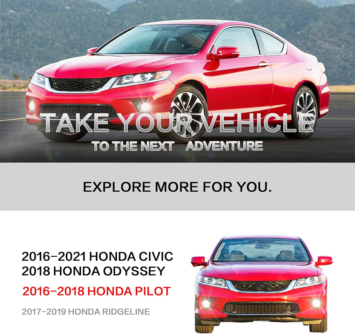 OKSIWA Fog Light Compatible With 2016 2017 2018 2019 2020 2021 Honda Civic Accord Pilot CR-Z Front Bumper Driving Fog Lamps