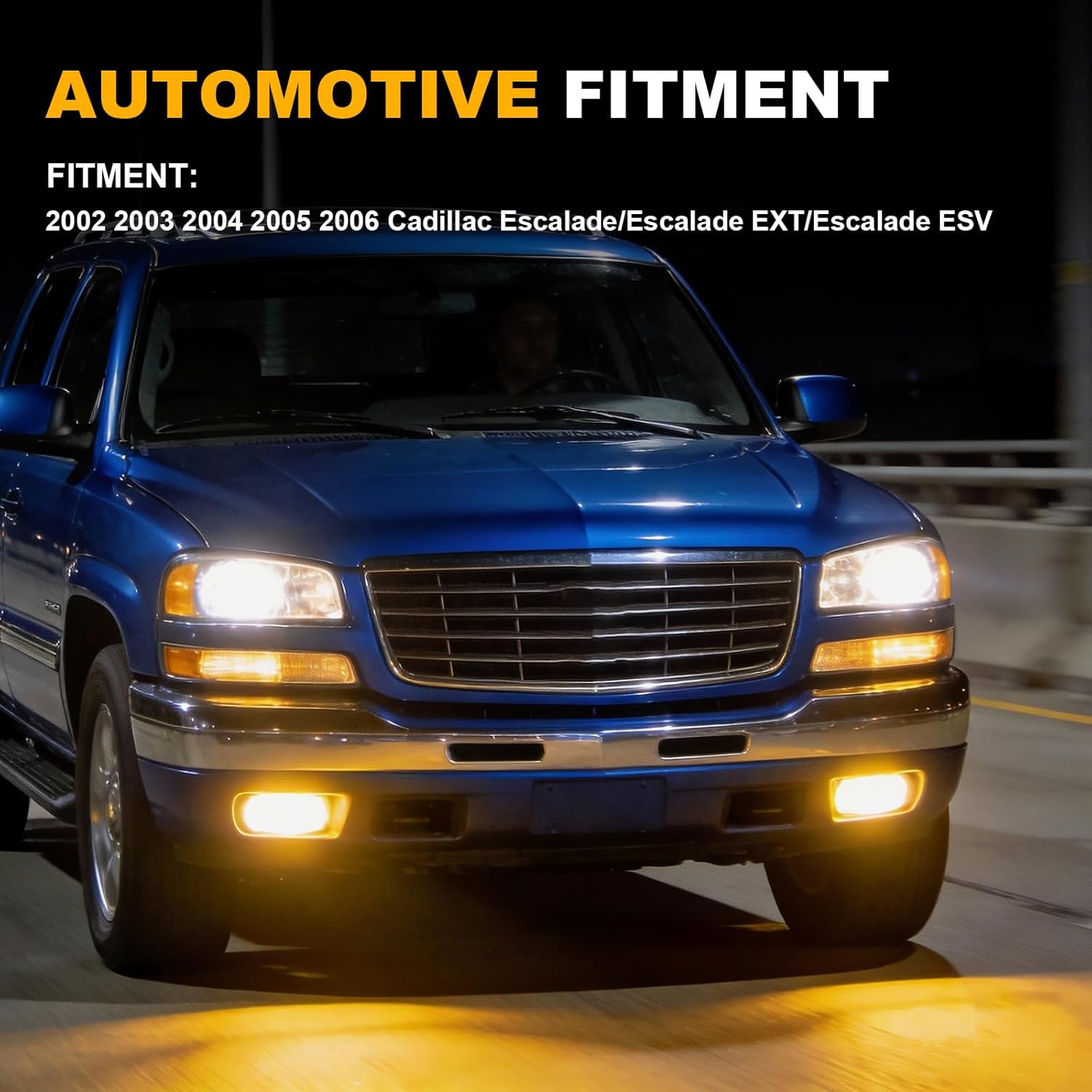 OKSIWA LED Fog Lights Assembly Compatible with 2002 2003 2004 2005 2006 Cadillac Escalade/Escalade EXT/Escalade ESV Driving Fog Lamps Yellow Lens