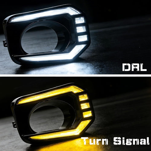 Animated Sequential White/Amber LED DRL Fog Lights Smoked for 2016-2023 Toyota Tacoma Plug & Play 1 Pair