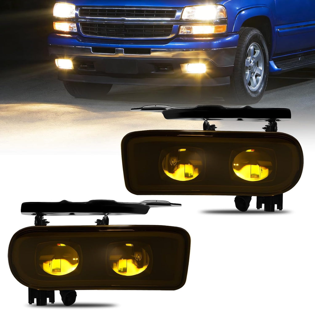 OKSIWA LED Fog Lights Assembly Compatible with 2002 2003 2004 2005 2006 Cadillac Escalade/Escalade EXT/Escalade ESV Driving Fog Lamps Yellow Lens
