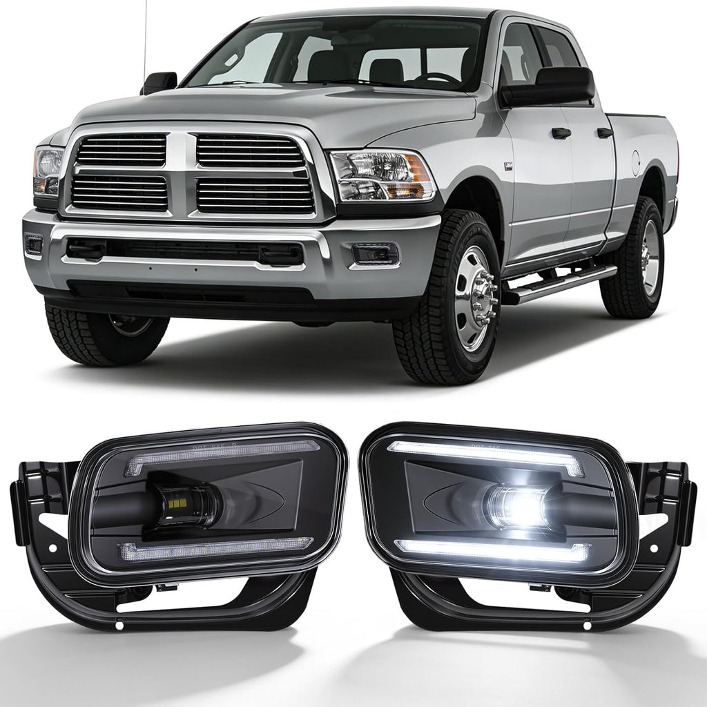 OKSIWA LED Fog Lights Assembly Fit for Ram 1500 2009-2012,Dodge Ram 2500 2010-2018,Dodge Ram 3500 2012-2018 Replacement For Original Truck Bumper Fog Lamps Replacement,DOT Certified- 1Pair