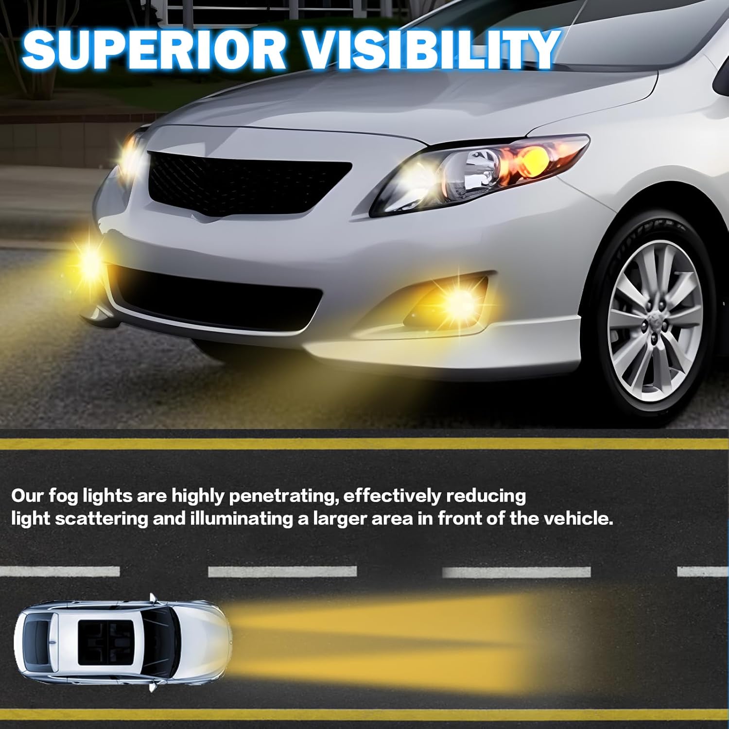 OKSIWA Fog Lights Compatible with 2008-2010 Toyota Corolla Bumper Driving Fog Lamps Assemblies with Switch and Wiring Harness