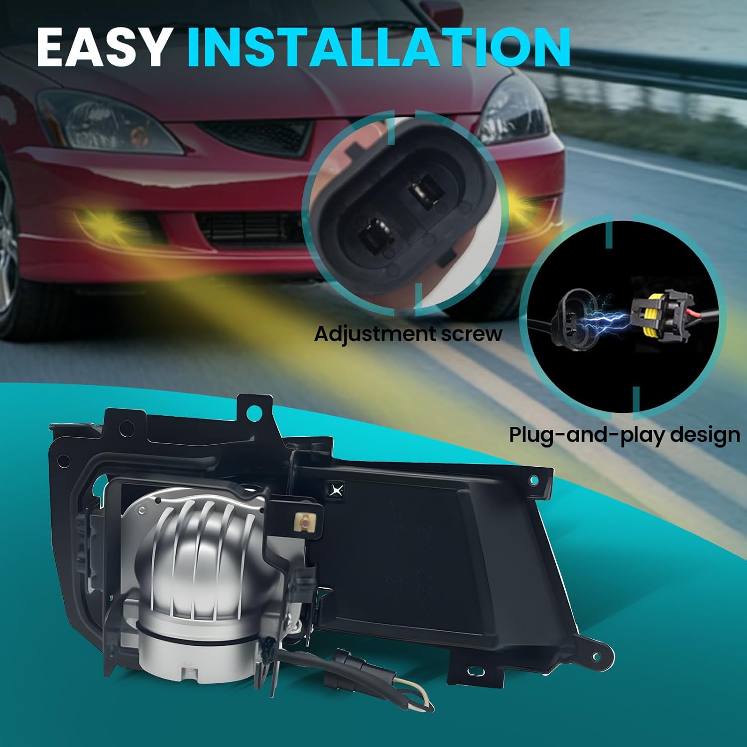 OKSIWA Fog Lights Compatible with 2004 2005 2006 Mitsubishi Lancer Front Bumper Driving Fog Lamps - Clear Lens