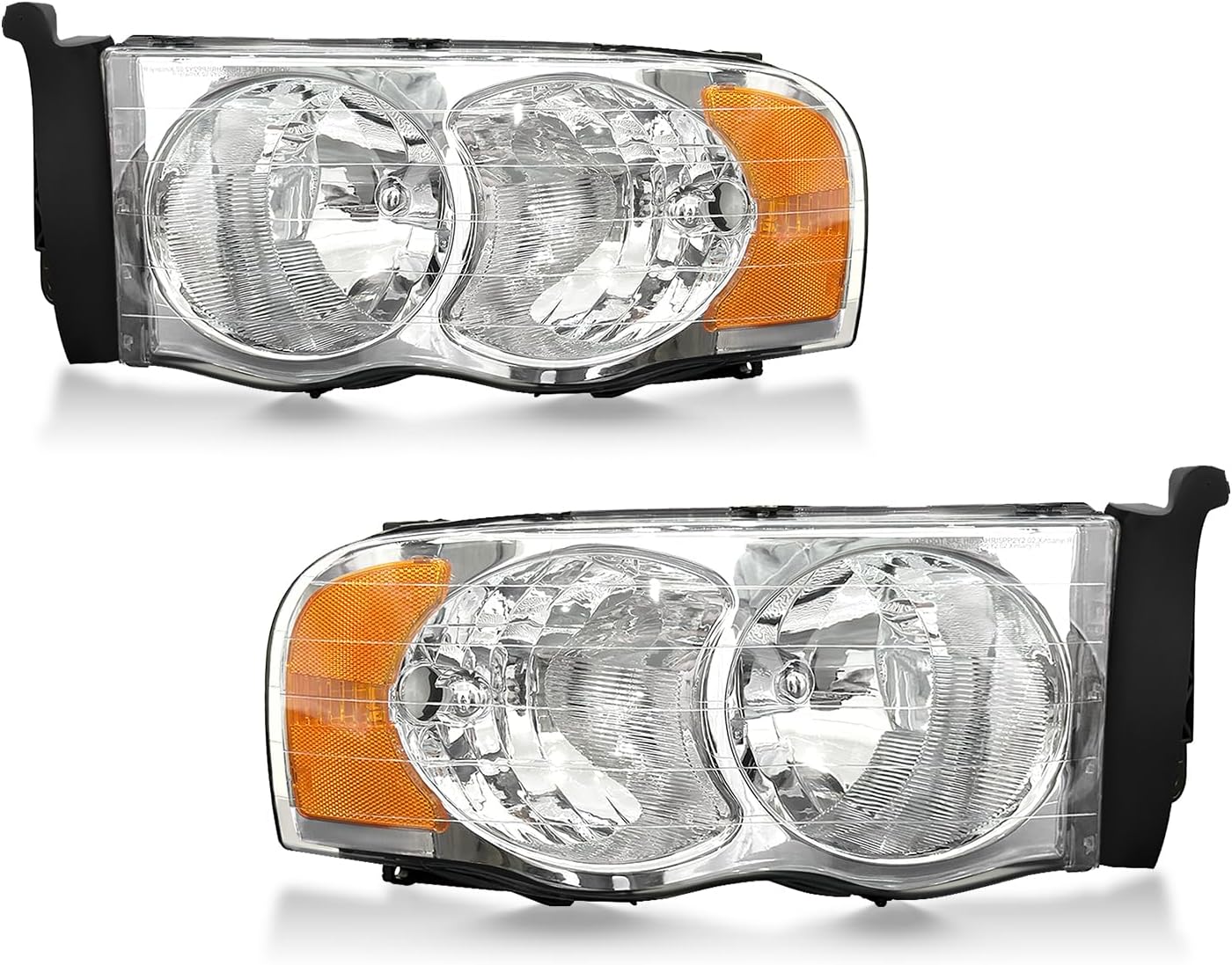 OKSIWA Headlights Assembly for 2002–2005 Dodge Ram 1500 2500 3500, OEM Style Replacement Headlamp Housing, Factory Fit,Plug & Play, No Bulbs Included,Clear Trim